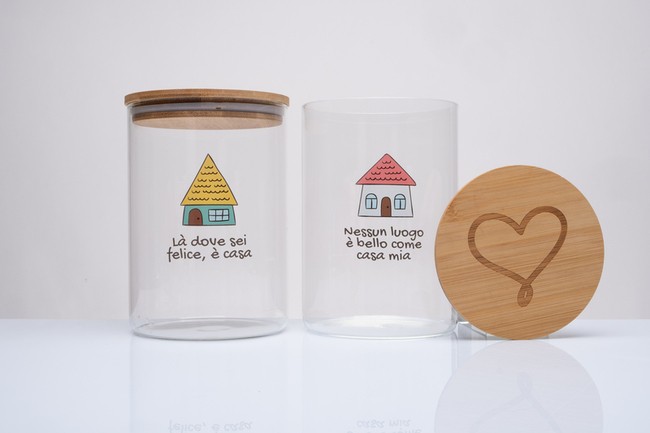 Barattolo da cucina in vetro con tappo in legno