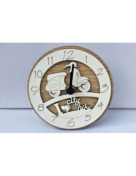 Bomboniera orologio scooter, bomboniera legno per battesimo e comunione