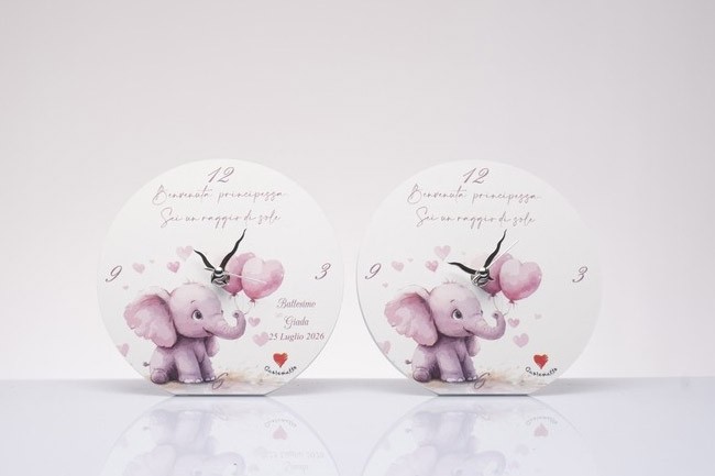 Bomboniere femminuccia: orologio elefantino rosa 15cm