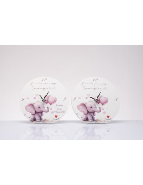 Bomboniere femminuccia: orologio elefantino rosa 15cm