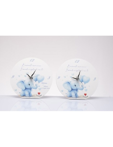 Bomboniere maschietto: orologio elefantino azzurro 15cm