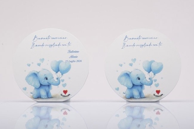 Bomboniere battesimo maschio: quadretto elefantino azzurro 10cm
