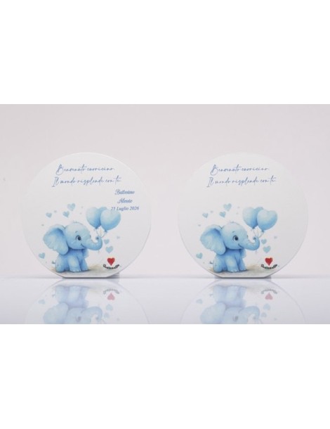 Bomboniere battesimo maschio: quadretto elefantino azzurro 10cm