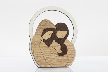 Icona in legno della Sacra Famiglia, da  12 cm