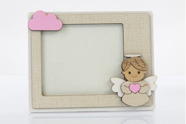 Portafoto legno con angelo rosa per foto 8,5 x 10